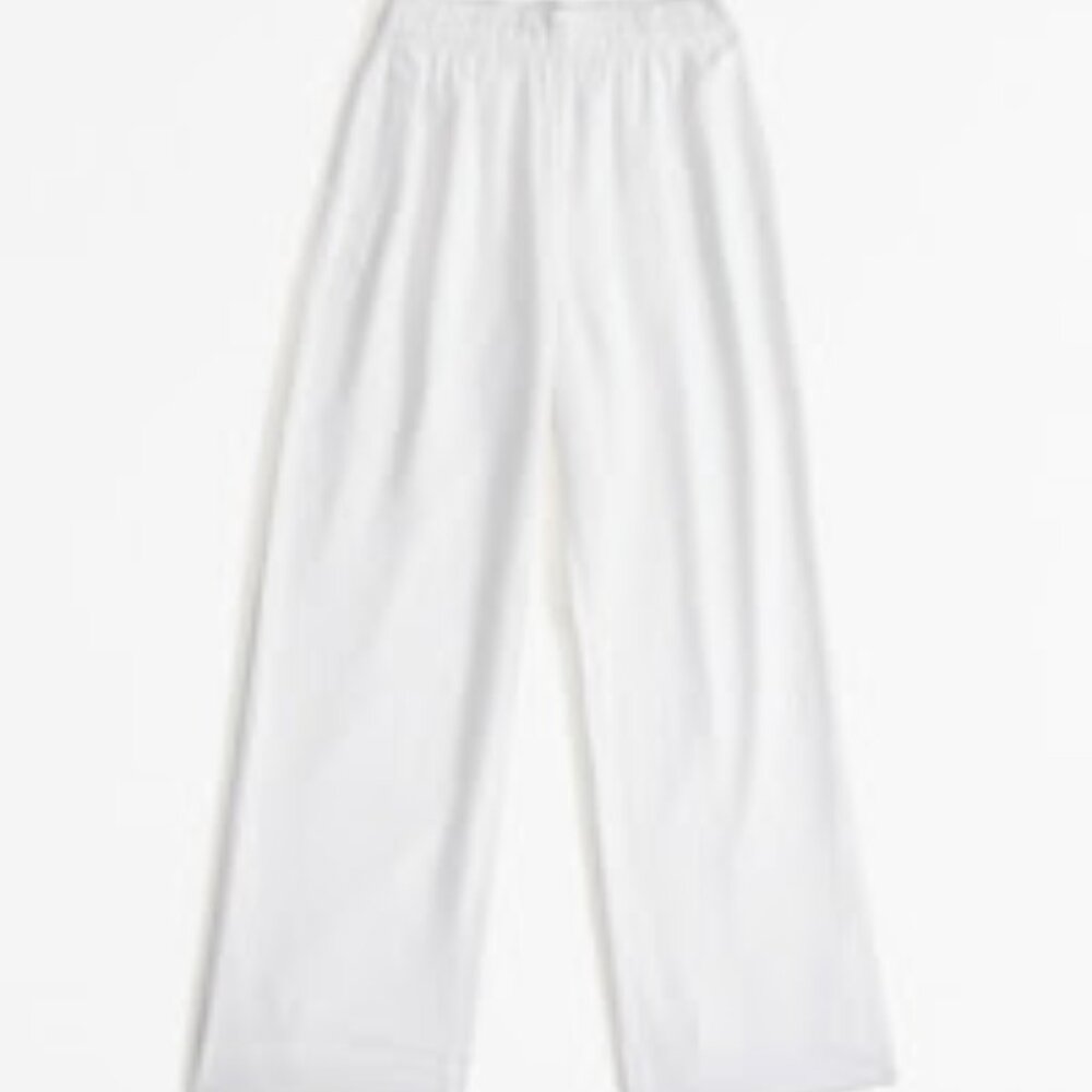 Abercrombie & Fitch White Linen-Blend Pull-On Pant